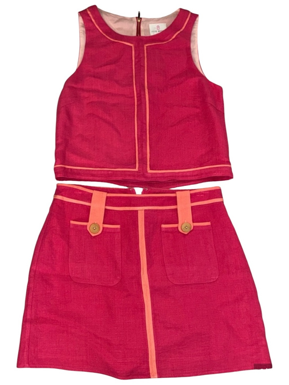 JB by Julie Brown Pink Two-Piece Set with Orange Trim Size 4 Party Wedding Work